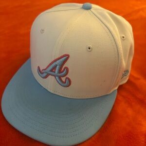Men's White and Blue Baseball Cap